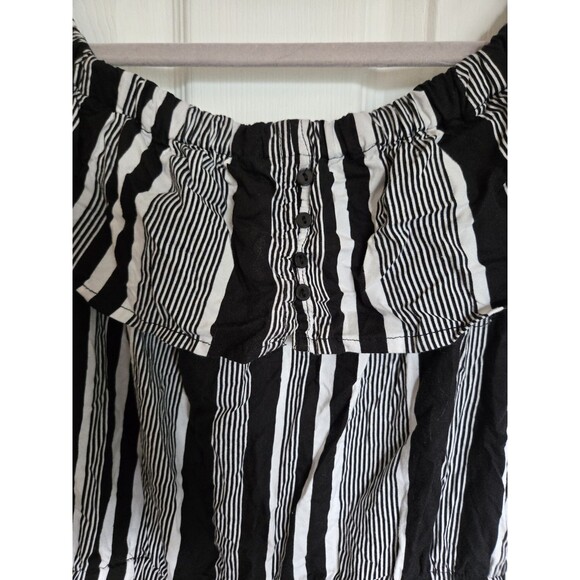 Derek Heart Romper Juniors Large L Black White Vertical Stripes One Piece Outfit - Picture 5 of 11